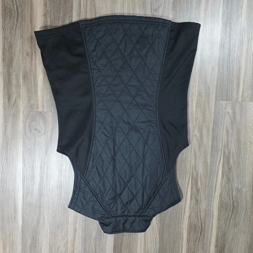 Eddie‎ Bauer Womens Quilted Vest Black Diamond Pattern Mock Neck Full Zip Size M